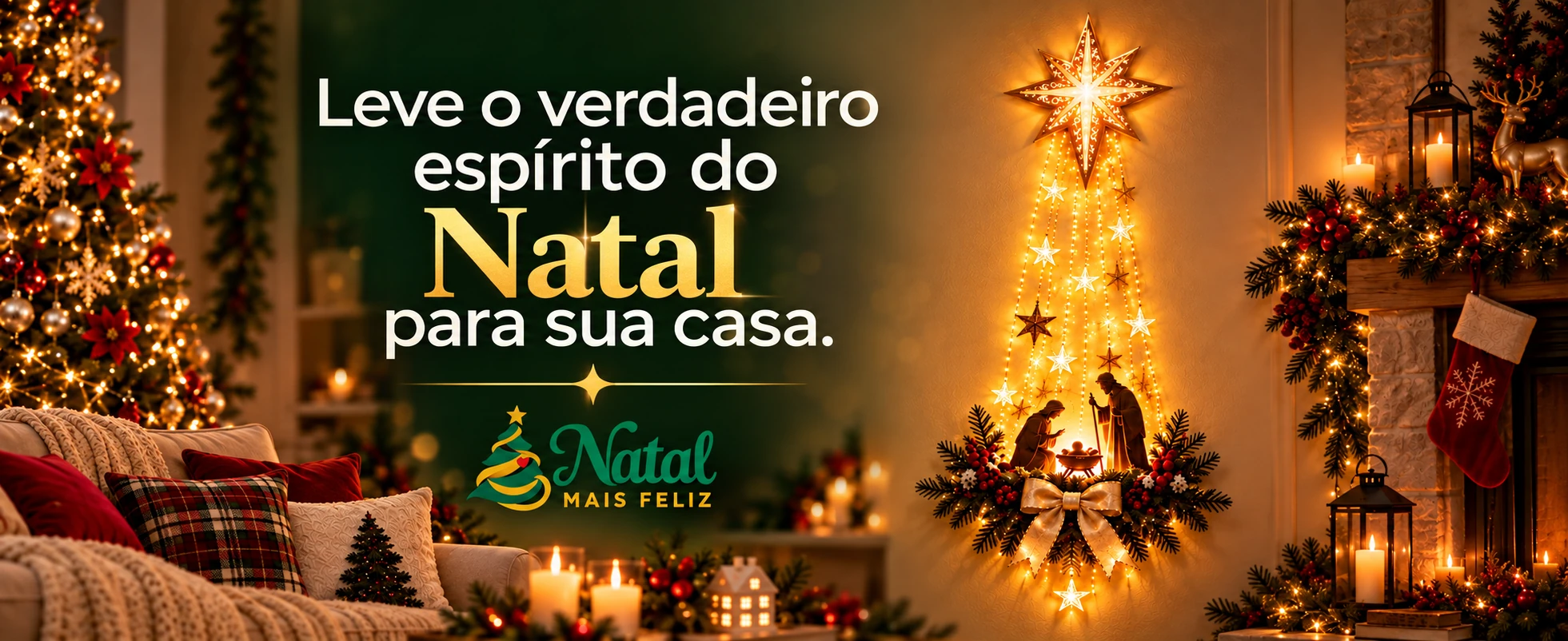 Presépio de parede iluminado com Estrela de Belém